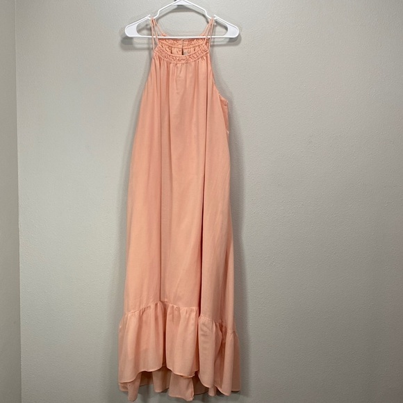 Loft Flounce Halter Midi Dress Large peach costal sunset - Picture 1 of 12